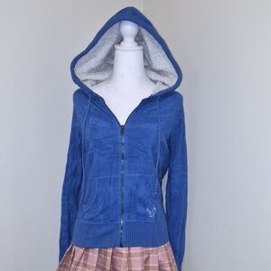 American Eagle Outfitters Blue Zip-Up Hoodie